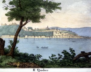 Ansicht der Stadt Quebec zu Beginn des 19. Jahrhunderts. Farblithographie. von Unknown artist
