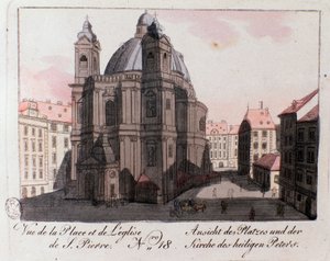 Ansicht des Petersplatzes in Wien, Österreich. von Unknown artist