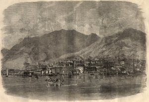 Ansicht der Stadt Victoria in Hongkong. Gravur in „The Illustrated London News“ vom 14. März. von Unknown artist