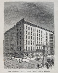 Ansicht des Sherman Hotels in Chicago - in „Le tour du monde“
