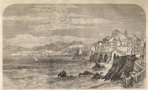 Blick auf den alten Hafen von Genua - Blick auf den Hafen von Genua - Genua 1861 - Gravur