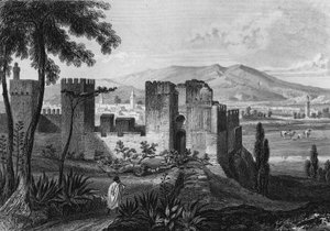 Ansicht der Umfriedung von Tlemsen (oder Tilimsen) in Algerien im 19. Jahrhundert. In „Algerie ancienne et moderne“ von Leon Galibert