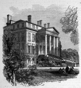 Ansicht des Anwesens von Château Margaux (33), wo der erste Grand Cru von Bordeaux entstand. Gravur des 19. Jahrhunderts. von Unknown artist