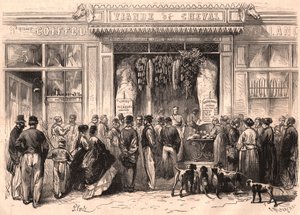 Ansicht der Vorderseite einer Pferdefleischmetzgerei in Paris, Frankreich von Unknown