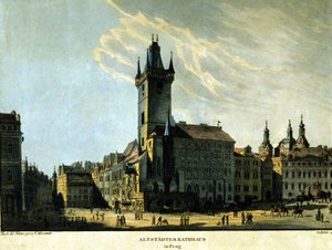 Ansicht des alten Prager Rathauses um 1860