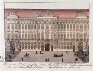 Ansicht des Teils des Kaiserpalastes namens Reichskanzlei in Wien. Österreich