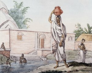 Wasserträger in der Nähe des Hooghly (indischer Fluss) in Kalkutta (oder Kolkata), Indien