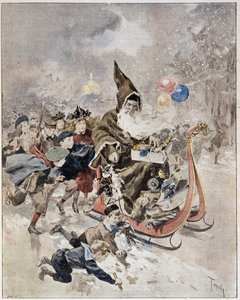 Aquarell, das den Weihnachtsmann darstellt. „The Illustrated World“. 21/12/1895.