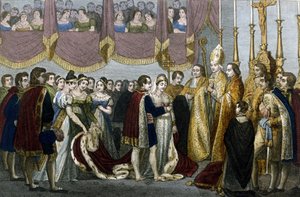 Hochzeitszeremonie zwischen Napoleon I. und Marie-Louise von Habsburg in der Kirche der Augustiner in Wien, 2. April