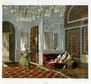 Frauen in einem Wohnzimmer in Persien - in „Le costume historique“ von Racinet von Unknown artist