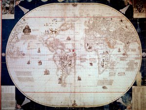 Weltkarte des Navigators Sebastiano Caboto (Sebastien Cabot) 1544