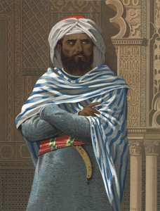 Porträt von Abd ar-Rahman I. genannt ad-Dakhil, „der Flüchtling“ (731 in Cordoba, 788). Emir von Cordoba (756-788) nach hombres y Mujeres. Barcelona 1877.