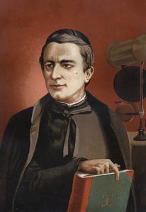 Porträt von Angelo Secchi, italienischer Astronom (1818 - 1878), Begründer der Spektroskopie. basierend auf hombres y Mujeres celebres. Barcelona 1877.