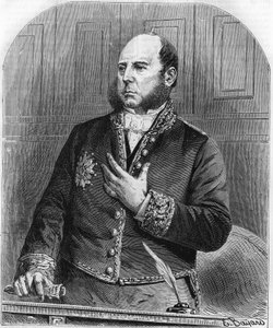 Porträt von Pierre Jules Baroche in der Legislative im Jahr 1861. Französischer Politiker (1802-1870)