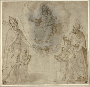 Jungfrau und Kind vor den Heiligen Fabianus (oder Gregor der Große) und Joseph
