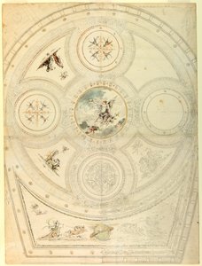 Zeichnung, Deckendekoration, Teatro Valle, Rom, 1821 von Unknown artistUnknown artist