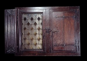 Holzfensterladen aus dem 15. Jahrhundert, Paris, Musée de Cluny