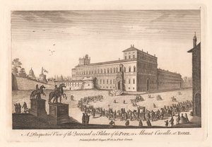 Eine perspektivische Ansicht des Quirinal oder des Papstpalastes auf dem Monte Cavallo in Rom von Unknown artist