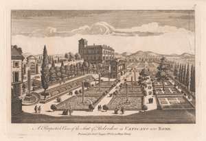 Eine perspektivische Ansicht des Sitzes von Belvedere im Vatikan in der Nähe von Rom