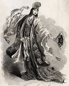 Eine Tänzerin am Hof von Kamakura, einer Stadt, die der Shogun Minamoto no Yorimoto (1147-1199) als Hauptstadt wählte, als seine politische Macht die des Mikado (des Kaisers von Japan) übertraf und ein neues politisches, wirtschaftliches und künstlerisches