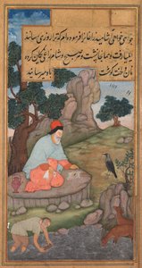 Ein Rabe bringt Elia Nahrung, aus einem Spiegel der Heiligkeit (Mir’at al-quds) von Pater Jerome Xavier von Unknown artist