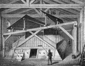 Ein Salzofen in Lothringen. In „Wunder der Industrie“ von Louis Figuier