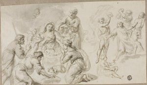 Anbetung der Hirten; Steinigung des Heiligen Stephanus