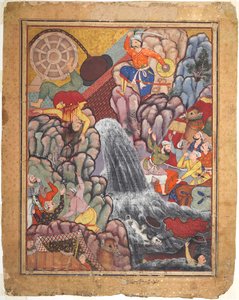 Alamshah zerreißt die Kette des Rades, aus Band 11 eines Hamza-nama (Abenteuer von Hamza)
