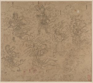 Album mit daoistischen und buddhistischen Themen: Prozession daoistischer Gottheiten: Blatt 19 von Unknown artist