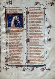 Allegorie der Jugend. Miniatur im „Roman de la Rose“ von Jean de Meun (ca. 1240-1305), um 1370. Paris, Bibliothèque Sainte-Geneviève