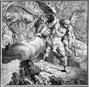 Allegorie des Nordwinds. Gravur 18. Jahrhundert