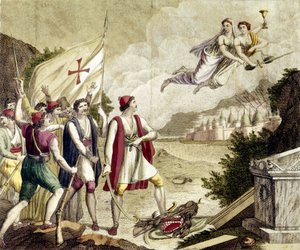 Allegorie des Wiedererwachens des nationalistischen Gefühls Griechenlands unter osmanischer Herrschaft, das zum griechischen Unabhängigkeitskrieg (1821-1830) oder zur griechischen Revolution führte von Unknown artist