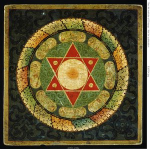 Altartisch mit Mandala des weiblichen tantrischen erleuchteten Wesens (Vajrayogini) von Unknown artist