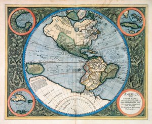 America sive India Nova, aus „Atlas sive cosmographicae meditationes de fabrica mundi et fabricati figura“ von Gerhard Kremer Mercator von Unknown artist