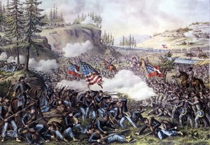 Amerikanischer Bürgerkrieg (1861-1865): Schlacht von Chickamauga (Georgia) 18.-20. September 1863. Gravur aus dem 19. Jahrhundert