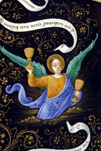 Engel, der zwei Kelche hält. Miniatur von Belbello da Pavia von Unknown artist