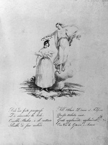 Apotheose von Maria Garcia genannt die Malibran, Sängerin. Gravur aus dem 19. Jahrhundert. Mailand