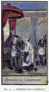 Lehrlingseid - aus einer Gravur aus der „Adonhiramite Masonry“ von einem Ritter aller Freimaurerorden von Unknown artist