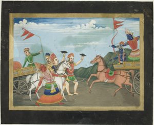 Arjuna tötet Karna, Seite aus einer Mahabharata-Serie von Unknown artist