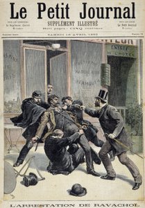 Verhaftung des Anarchisten Francois Koenigstein alias Ravachol (nach dem Namen seiner Mutter) (1859 - 1892). Eine von „Le petit journal“ 16.04.1892 Privatsammlung von Unknown artist