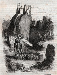 Atlant von Bradamante besiegt - Gravur von 1851 aus „Rasender Roland“ von Unknown artist