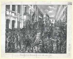Barrikade an der Universität am 26. Mai 1848 in Wien