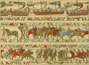 Bayeux-Tapete. Normannischer Angriff