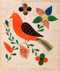 Vogel nach links auf blühendem Zweig
