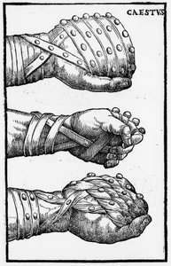Boxhandschuhe - in „Hieronymi Mercurialis de Arte Gymnastica“, Venedig-Ausgabe