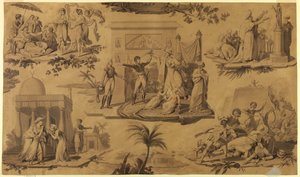 Karikatur für bedruckten Baumwollstoff: Die Franzosen in Ägypten [Les Francais en Egypte] von Unknown artist