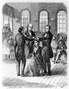 Bestätigung bei den Mormonen. Gravur des 19. Jahrhunderts