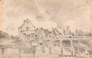 Kopie von Constables Gemälde, Dedham Lock und Mühle