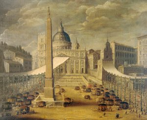Fronleichnamsprozession auf dem Petersplatz zur Zeit von Papst Innozenz X., ca. 1646, von einem unbekannten Künstler
