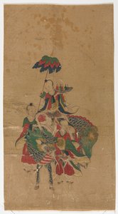 Daoistischer Unsterblicher auf einem Qilin und zwei Begleitern von Unknown artist